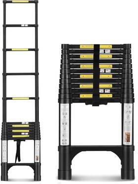 Ft3038dt Feete 15.5ft Telescoping Ladder Aluminum Extension With Triangle Black