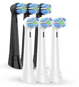 Fourharvest Head-3b3w Io Toothbrush Replacement Heads Compatible With Oral B 6pcs 3white 3black