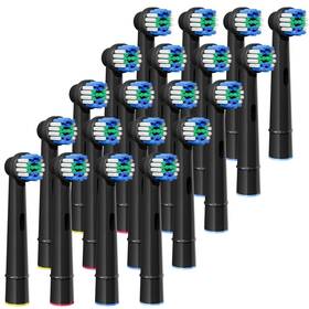 10113-0xx Genkent 20 Replacement Heads Toothbrush Compatible With Oral B Black