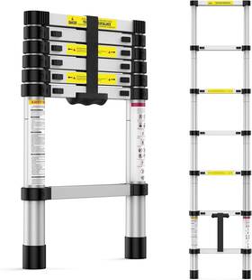 Vfxf9ixaixltt57aglbwjw1o79h8n Glowsol 6.6ft Aluminum Telescoping Ladder Folding Collapsible Silver