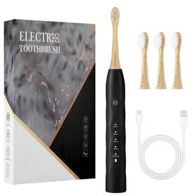 Ym317b Guficle Electric Toothbrush With 4 Bamboo Heads Black