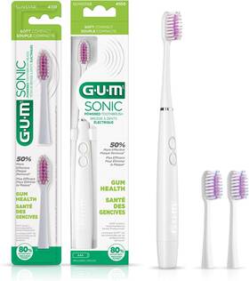 4100ecmwm Gum Sonic Powered Toothbrush Tapered Bristles Clean Below The Gumline White
