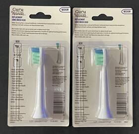 Guru Nada 810051083873 Nanda - Lot Of 2 Replacement Sonic Brush Head Medium