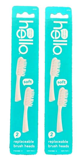 44729 Hello Brand Soft Replaceable Brush Heads 2 Packs Of Toothbrush New