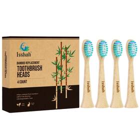 Is-brth4 Isshah Bamboo Replacement Toothbrush Heads - Fsc Certified And Peta Approved 4 Coun