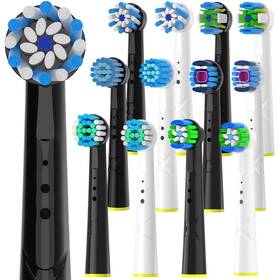 Cxeb17a17s182050-wb-12pcs Itechnik Replacement Toothbrush Heads Compatible With Oral 1 Count Pack Of 12 Black