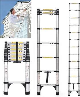 Jadduo 756594417952 Telescoping Ladder 20.3 Ft Extension Aluinum 20.3ft Silver