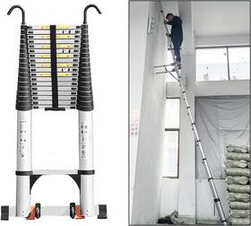 Jadduo 760627649104 Telescoping Ladder 26.2 Ft Extension 26.2ft Hook Silver