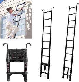 Jadduo 760627653637 Telescoping Ladder 10.5 Ft Aluinum 10.5ft With Hook Black