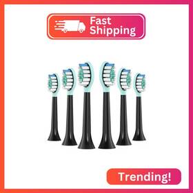 Alb-006gn-6-bk Keosaa Replacement Toothbrush Heads For Philips Sonicare Electric Black 2-i