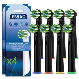 Eb50g-8-b Lanveda Replacement Toothbrush Heads Compatible 1 Count Pack Of 8 Black