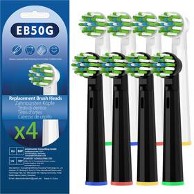 Eb50g-8-wb Lanveda Replacement Toothbrush Heads Compatible 1 Count Pack Of 8 Black White