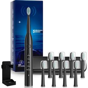 K003 Maxwisdom Rechargeable Electric Toothbrush 8 Brush Heads With 100 Day Black
