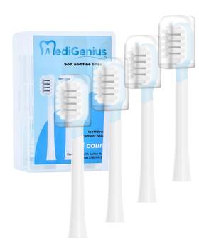 Mg-l-1-g Medigenius Replacement Toothbrush Heads 4 1 Count Pack Of Grey