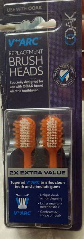 Ooak 840055401915 V Arc Replacement Brush Head For Electric Toothbrush 2 Pack - Orange New
