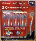 Optic White Platinum Colgate 360 Toothbrush 8 Pack Medium Bristle 035000680907