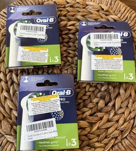 Oral-b 006540853047 Lot 3 Pack Cross Action Electric Toothbrush Replacement Heads 9 Pieces
