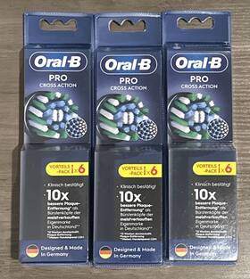 Oral-b 006540860229 Lot Of 3 6 Pks 18 Total Pro Cross Action Replacement Toothbrush Heads