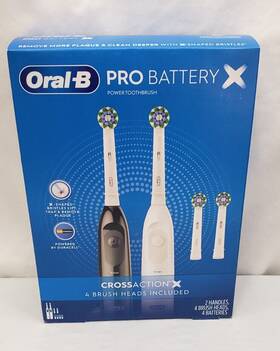 Oral-b 069055133927 Pro Advantage Battery Power Toothbrush 2 Handles 4 Brush Heads New