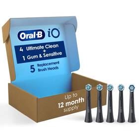 Oral-b 069055143766 Io Brush Heads 5 Ct 4 Clean 1 Sensitive Black