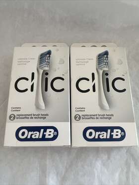 Oral-b 300410106621 2 Packs Inside Pc Of White Clic Toothbrush Replacement Brush Heads Nib