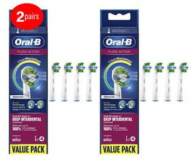 Oral-b 445024668615 2 Pairs Of 4 Count Flossaction Electric Toothbrush Replacement Brush Head