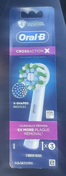 52658335ro Oral-b Crossaction X Brush Heads 3-pack X-shaped Fits Vitality Pro Smart Genius