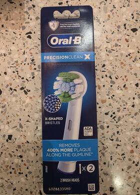60288335ro Oral-b Precision Clean X Toothbrush Replacement Heads 2 Pack X-shaped Bristles