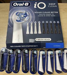 60538335a0 Oral-b Io Deep Clean Replacement Heads 9-pack Black White Reminder Bristles