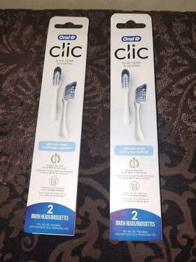 90085043 Oral-b 2x 2 Pk Clic Toothbrush Ultimate Clean 4 Replacement Brush Head White New