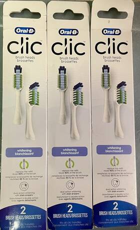 90090402 Oral-b Clic Brush Heads Replacement White Sensitive Clean 3pks 2 In Ea Pk