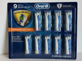 90132197 Oral B Oral-b Advanced Clean Replacement Toothbrush Heads. 9 Brush Heads New In Box
