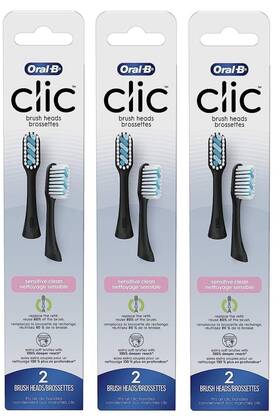 91129038 Oral-b Clic Manual Toothbrush Heads 2 Pack Black Next Gen Cleaning Performance