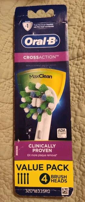 91343048 Oral-b Cross Action Electric Toothbrush Replacement Brush Heads 4 Pack - New
