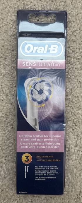 Eb60-2 Oral-b Sensi Clean Ultrathin Electric Toothbrush Heads Replacement Refill 3 Pack