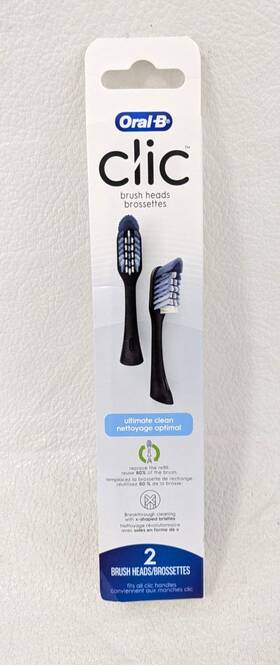 Ox020 Oral-b Clic Sonic Toothbrush Replacement Heads 2 Pack Black Xfilament Crisscross
