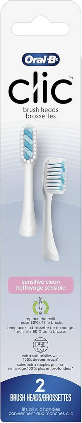 P&g Ox010wt Oral-b Clic Toothbrush Sensitive Clean Replacement Brush Heads White 2 Count