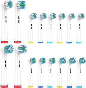 Perfekto24 262375932348 Brush Heads Compatible For Oral B Toothbrushes Pack Of 16 - Toothbrush Head