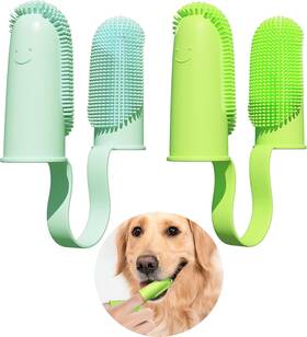 Pijaborg 744110775143 2 Pack Toothbrush For Dog Finger Kit 135 Surround Bristles