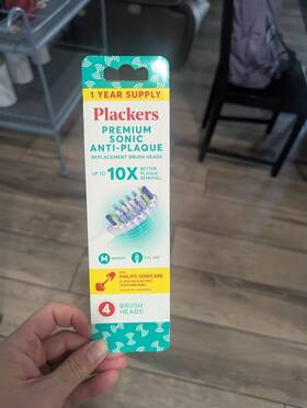 Plackers 651080327510 Premium Sonic Clean Replacement Brush - 4 Count. 1 Year Sply