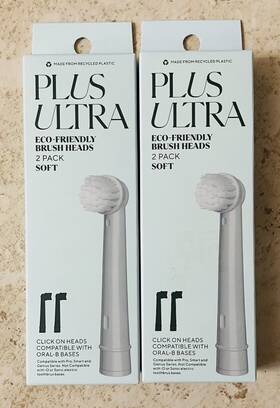 Plus Ultra Eco-friendly Toothbrush Heads 850020837113 Soft Bristles Oral-b Compatible 4-pack