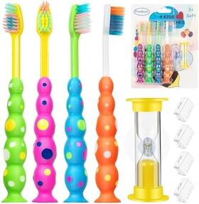 Ktb01 Prasburr Soft Kids Toothbrushes With Suction Timer And Flossing Bristles Brush Heads