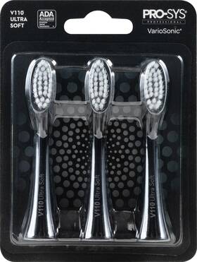 6204-859 Pro-sys Black Variosonic Electric Toothbrush Replacement Heads V110 Ultra Soft