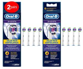 Procter & Gamble 711181788693 2 Pairs Of 4 Counts Oral-b Genuine 3d White Replacement Toothbrush Heads Refill