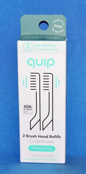 Quip 810033470431 2 Brush Head Rfills Soft Bristled White/grey All Electrictoothbrushes