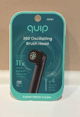 Quip 810033471117 360 Oscillating Brush Head Soft Black Replacement Heads 4 Pack New