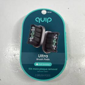 Quip 810033471483 Ultra Brush Pod Sonic Electric Toothbrush Heads Soft Bristles - Black 2pk