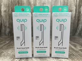 Quip 857576008516 3 Pack Brush Head Refill Soft Bristled - White/gray New