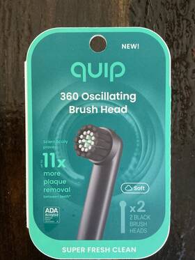 920-00277 Quip 360 Oscillating Brush Head Replacement 2-pack Black Soft Bristles