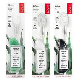 Radius 726084684614 Toothbrush Original Big Brush With Replaceable Head Right Handed Midni